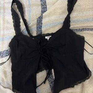 Garage Black Lace Trimmed Bra Top